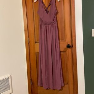 David’s Bridal Halter Ruched Waist Georgette Bridesmaid Dress Chianti size 8